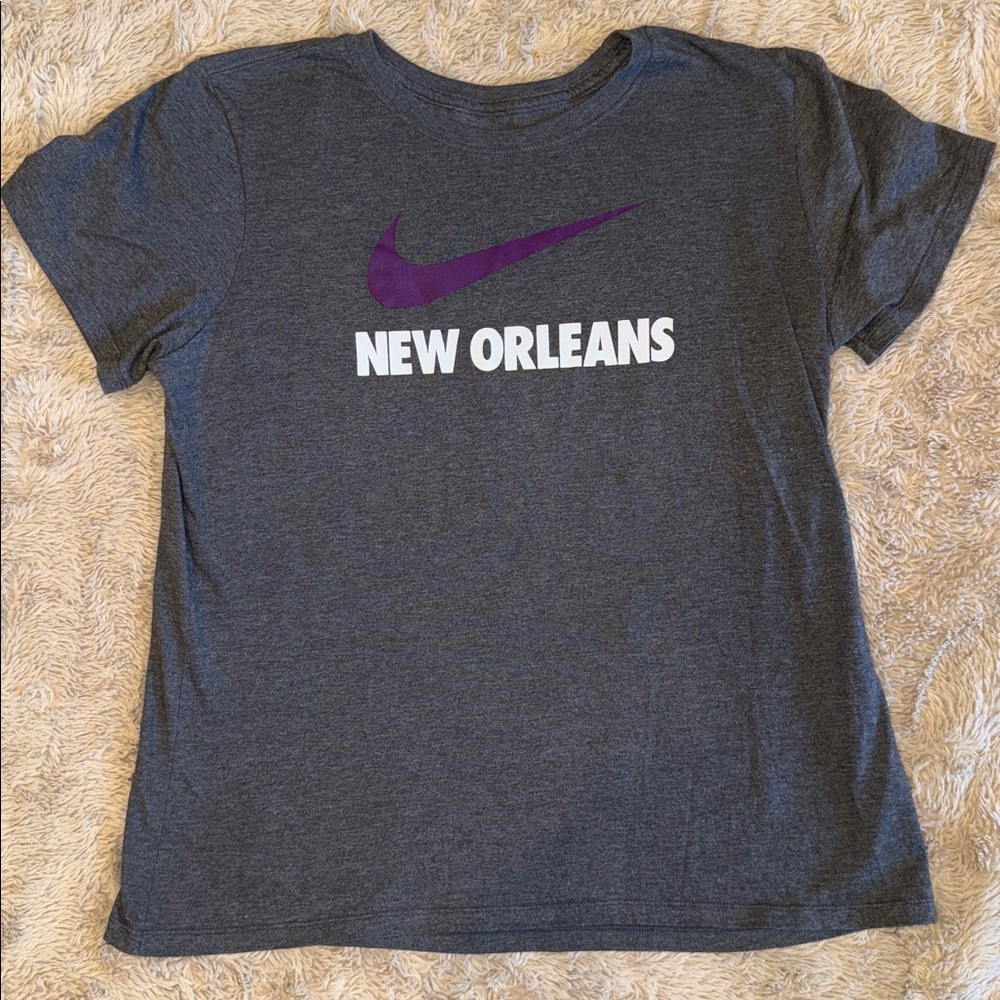 Nike New Orleans Charcoal Tee with Violet Swoosh XL
